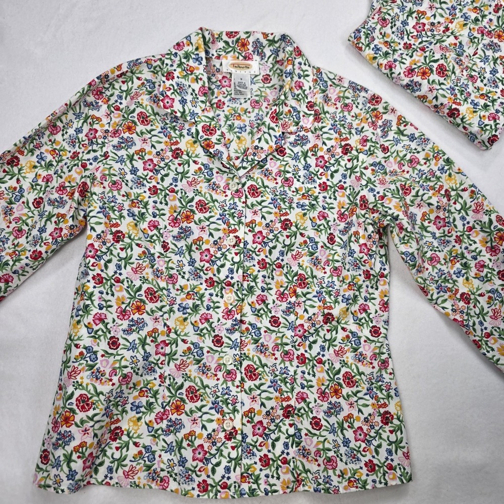 Vintage Talbots Petites Floral Pant Suit Blazer 2pc Set Cotton Cottagecore Sz P